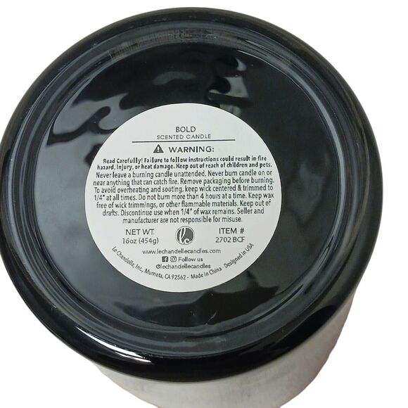 BOLD No. 1 Candle Natural SOY Wax Hand Poured BLACK Glass Masculine Luxury Scent - Picture 9 of 11